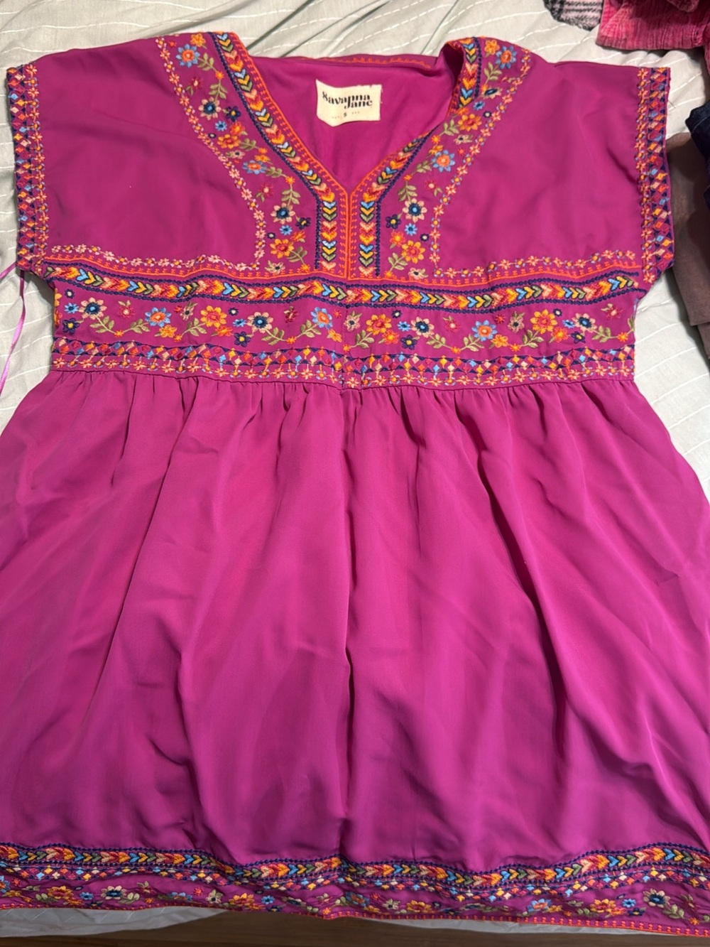 woman’s Pink Embroidered Tunic Dress by